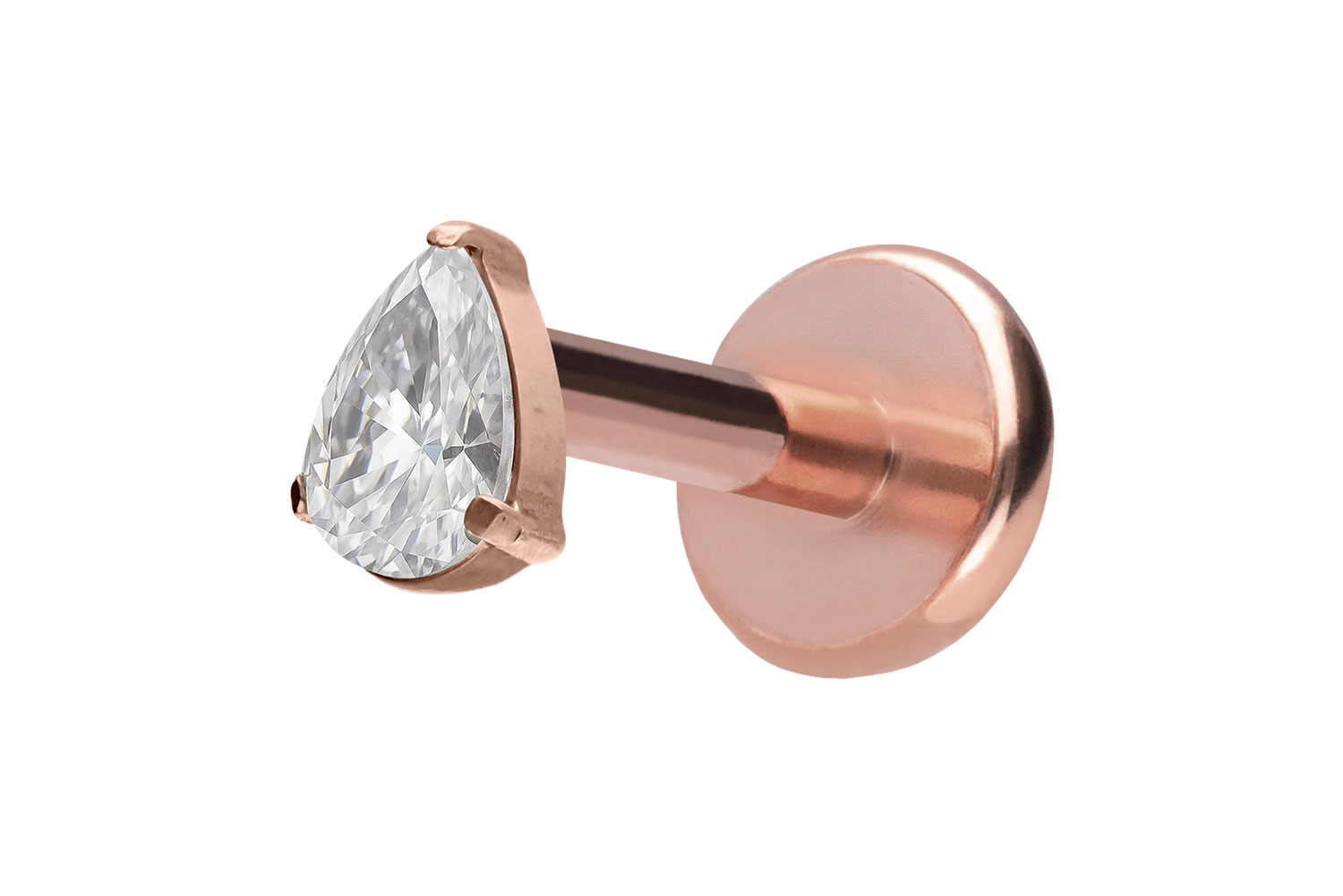 Titan Labret Piercing mit Push Fit KRISTALLTROPFEN